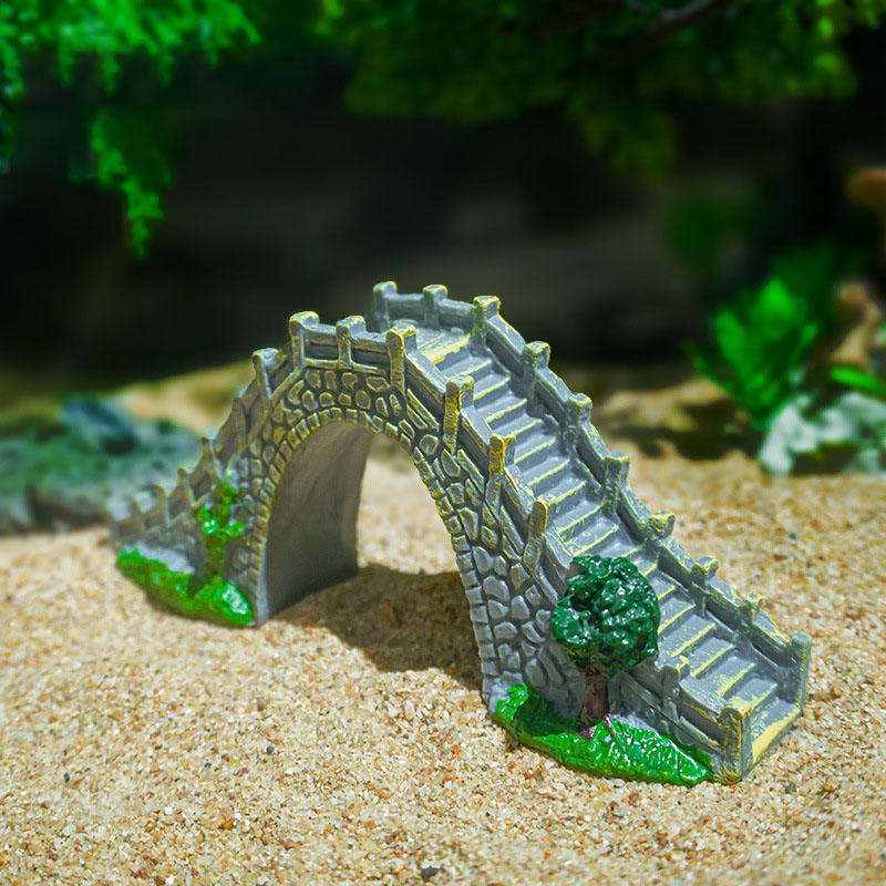 Aquarium Moss - Ancient Single Arch Stone Bridge Ornament