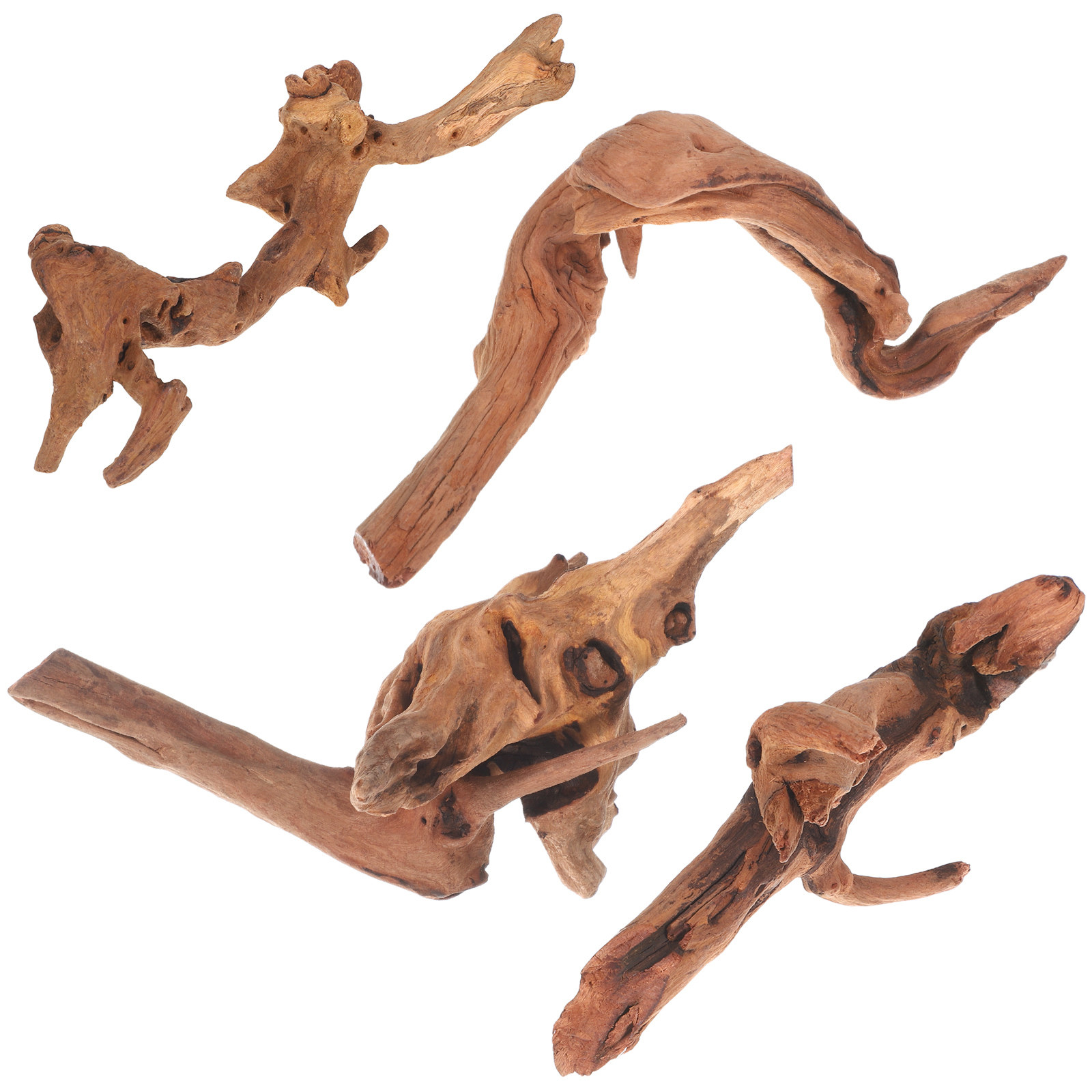 Aquarium Driftwood - 4 Pcs Malaysian Driftwood Pieces Betta